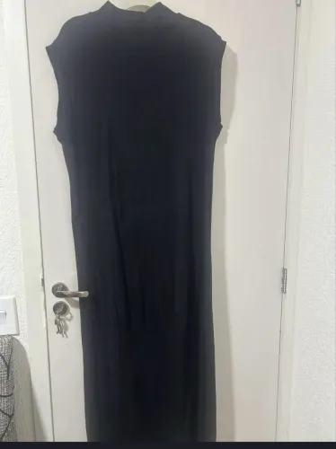Vestido preto longo canelado Maria Filó original