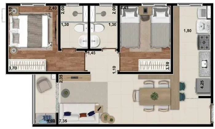 Apartamento Novo no Origon - 2 Quartos / 2 Banheiros / Completa Área de Lazer!