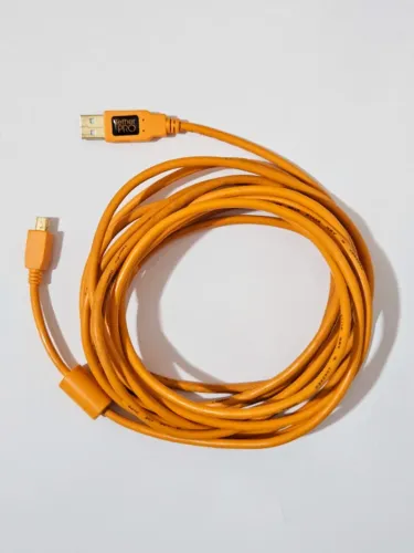Cabo Tether Tools ThetherPro USB 2.0 A macho para cabo Mini-B de 5 pinos - Laranja 4,57m