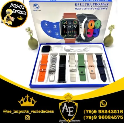 smartwatch s100 com 7 pulseiras