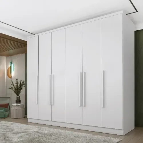 Guarda Roupa Padova.Veneza 6Pts 4Gvs Branco Neve TCIL - Entrega Rápida! 