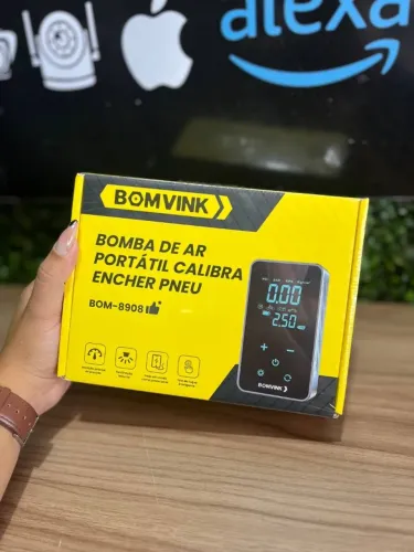 Bomba de Ar Portátil Calibra Encher Pneu BOM-8908 BOMVINK