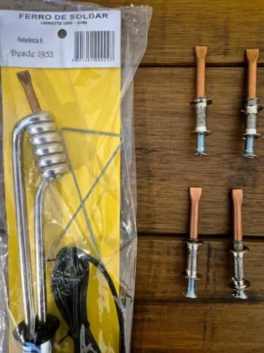 Kit Ferro de Solda Cherubino Ponta Fenda com 04 ponteiras de cobre Cherubino 