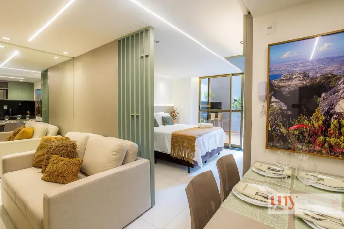 Flat todo mobiliado com 51 m² e área externa na beira mar da praia do Cabo Branco