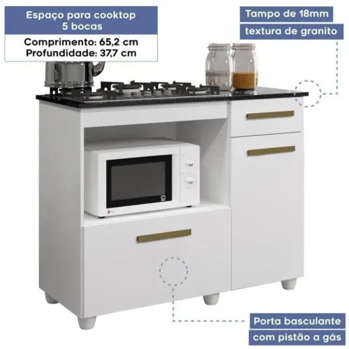 Balcão grande para Cooktop 4 ou 5 bocas moderno