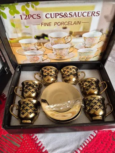 Jogo de xícaras de café de cerâmica em porcelana