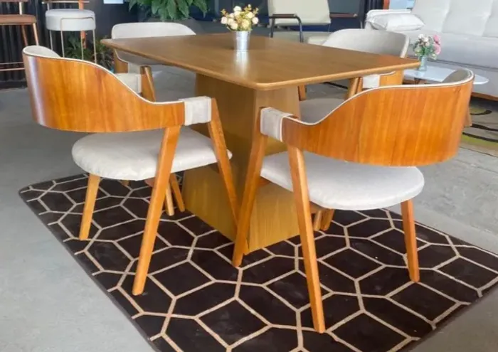 Mesa de Jantar Barbara com 4 Cadeiras Costa Rica 120x80 Entrega em 24h