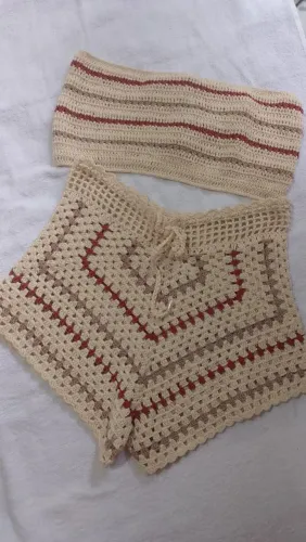 Conjunto Crochê Praia - Top e Short