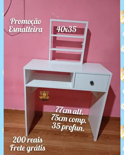 Mesa Esmalteira Branca 77cm - Frete Grátis