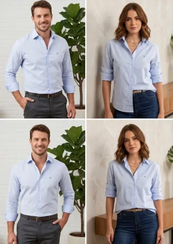 camisa social raphy custom fit azul claro