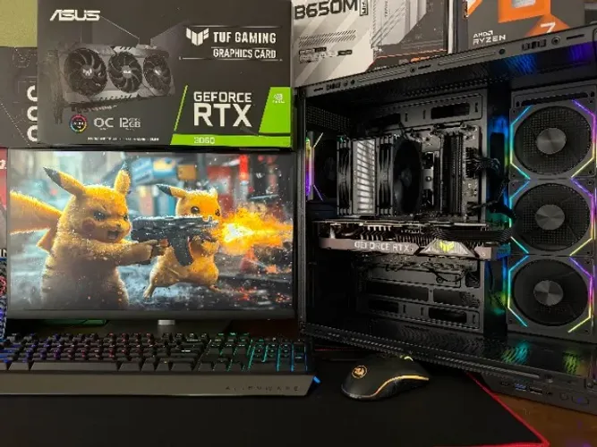 PC AM5 Ryzen 7-7800x3D B650M 16gb DDR5 SSD-M2 500gb RTX-3060 TUF 12gb