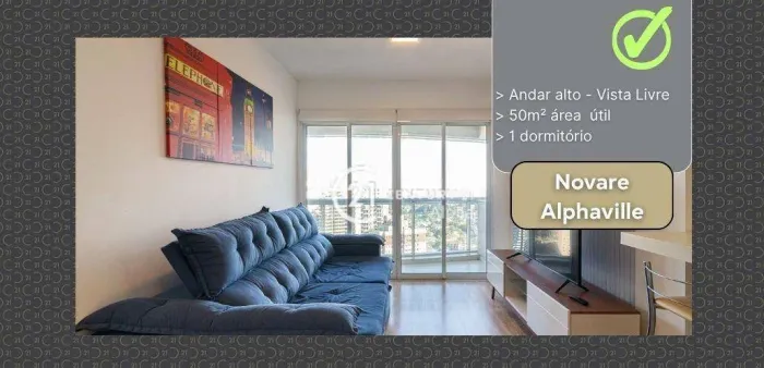 Apartamento com 1 dormitório para alugar, 50 m² por R$ 5.046,00/mês - Melville Empresarial