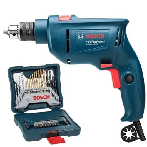 Furadeira de Impacto Bosch GSB 450 RE + Kit 30 Peças X-Line