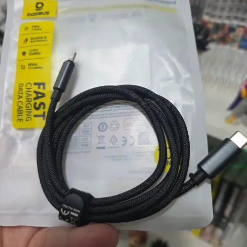 Cabo Lightning reforçado de 1m pra carregador USB Tipo C Baseus / iPhone 8 Plus 14 Pro Max
