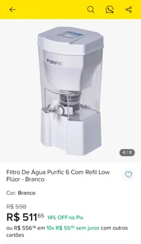 Filtro Purific 6L com Refil Low Fluor