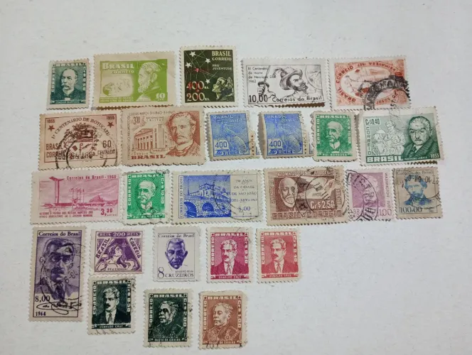 selos postais brasil colecionáveis 25 unidades