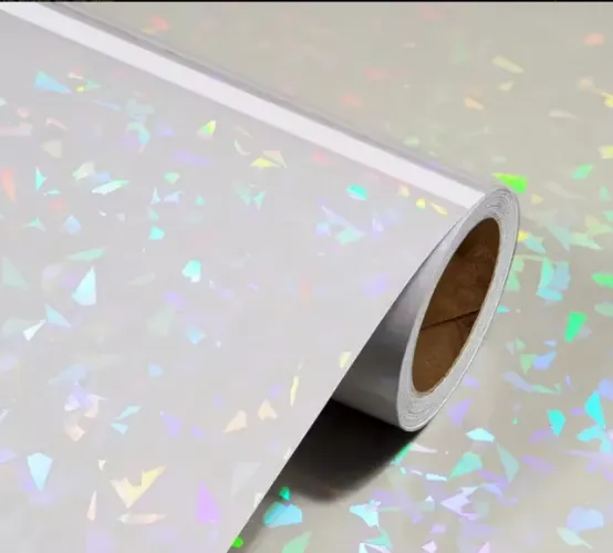Vinil Holográfico Adesivo Transparente - Rolo 1 metro x 30 cm