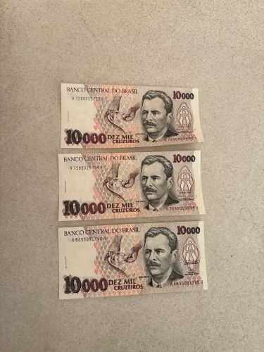 3 Notas 10.000 Cruzeiros Vital Brazil Originais Antigas Colecionador