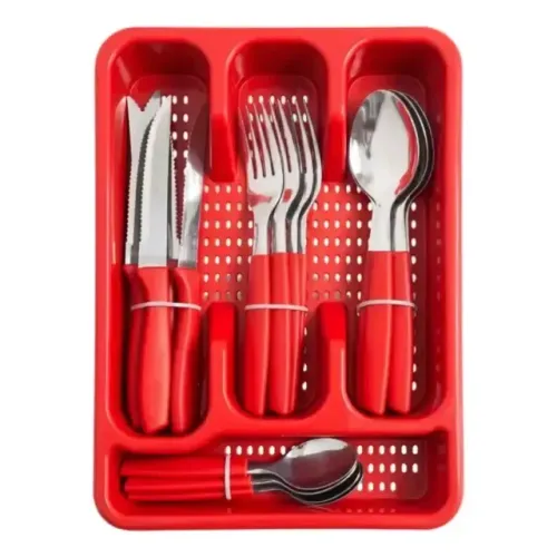 Jogo De Talheres De Cozinha 25 Pecas Idee Home - Vermelho