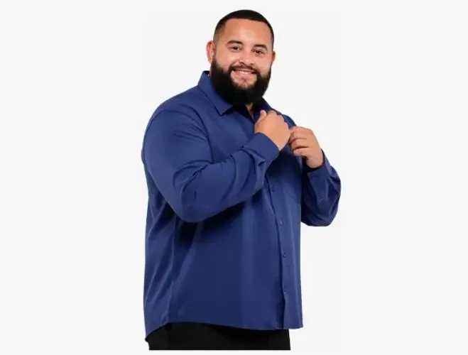 Camisa azul tamanho 8 (G2) Poliéster