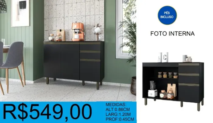 Balcão para cozinha - entrega grátis e parcelamento em até 12 x sem juros!