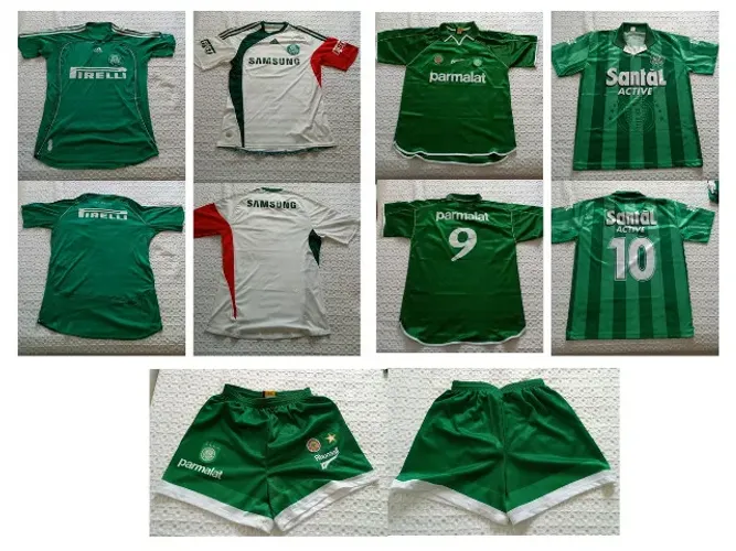 Coleção de camisetas do Palmeiras mais uma bermuda oficial