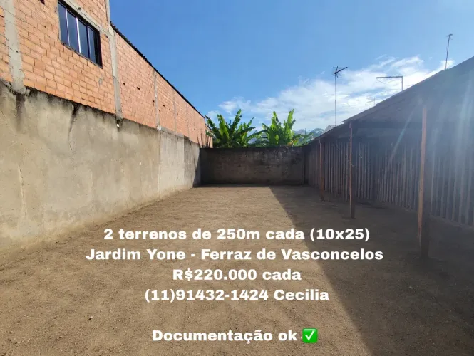 Terreno de 250m: 10x25 - Cada lote R$220.000