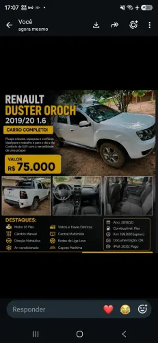 Renault Duster Oroch Dyna. 1.6 Hi-flex 16V MEC 2020