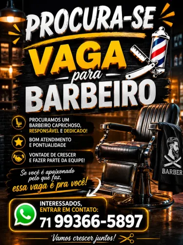 Vaga para barbeiro na região de brotas