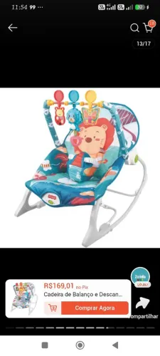 Cadeirinha de descanso para bebê vibratória