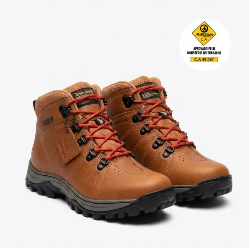 Bota Urus Bico de PVC e C.A Masculina Adventure em Couro Trabalho Trilha Palmilha em Gel