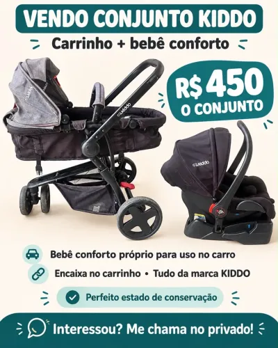 Carrinho e bebê conforto kiddo