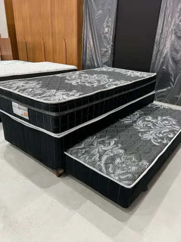 Base Box Solteiro Prime com Cama Auxiliar de Molas Ensacadas NOVO