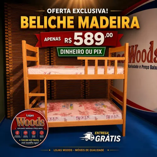 Beliche Madeira 12X R$ 62,00 Novo Incluso Entrega e Montagem Grátis