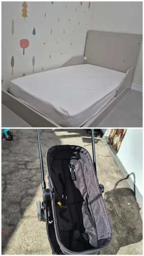 Cama infantil + colchão + carrinho Galzerano Moisés