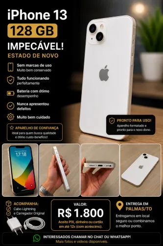 iPhone 13 128 GB Branco | Impecável | Sem Marcas de Uso