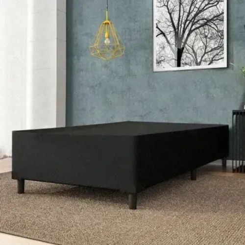 Base Box Solteiro Suede Preto (ENTREGA GRÁTIS)
