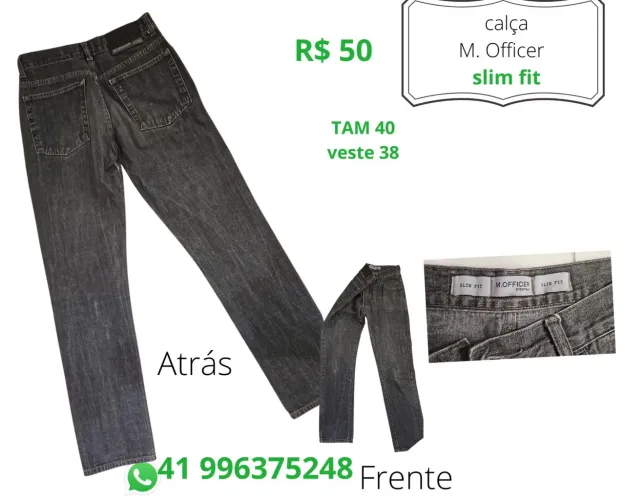 Calça jean m officer tamanho 40 slim fit masculina 