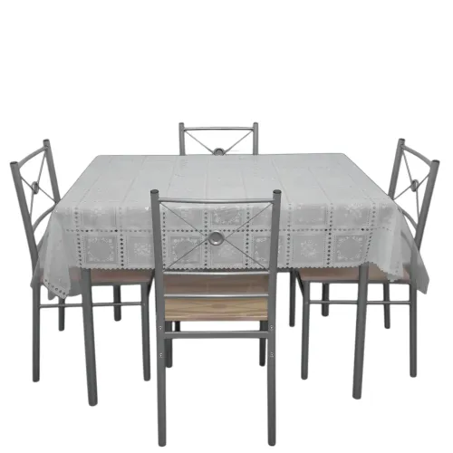 Conjunto Mesa de Jantar, 4 Cadeiras e Toalha de Mesa
