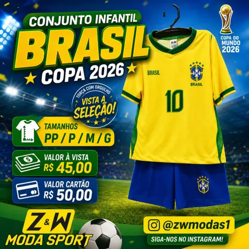 Conjunto Infantil Brasil Disponível de 02 a 12 anos