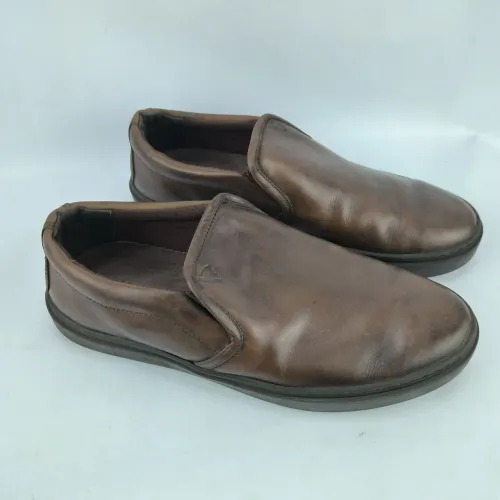 sapatênis vr colezzione slip-on em couro autêntico marrom tamanho 38