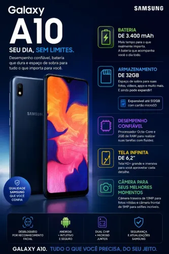 Samsung Galaxy A10 - Excelente Custo-Benefício!