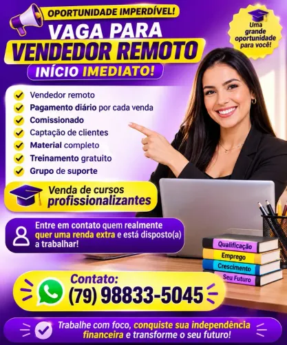 Vendedor de curso profissionalizante - autônomo