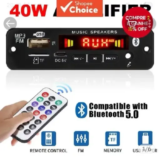 Plaquinha mp3 Bluetooth 40 whats