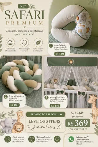 KIT SAFARI PREMIUM PARA QUARTO DE BEBÊ