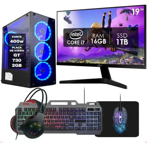 PC Gamer Completo i7 + 16GB RAM + SSD 1TB + GT 730, 1 mês de uso