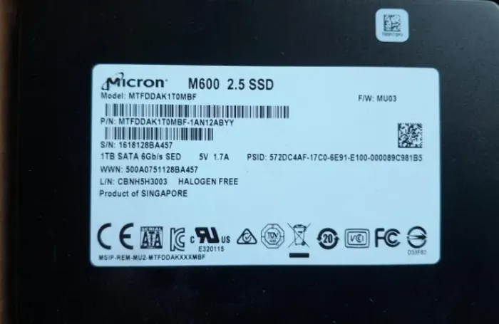 ssd micron 01TB pn: MTFDDAK1T0MBF-1AN12ABYY