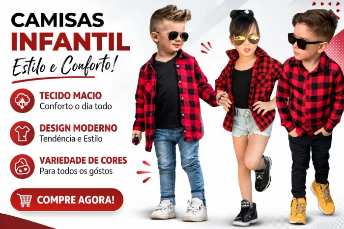 Camisas xadrez infantil tecido flanelado