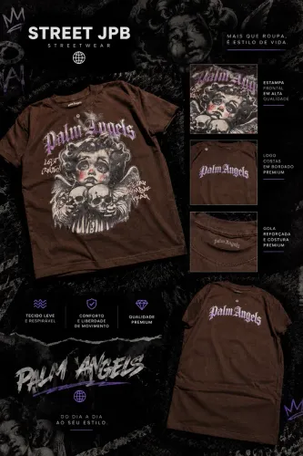 Camiseta Palm Angels Marrom Estampada - Streetwear