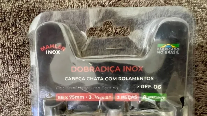 Dobradiça Inox Mahler 3½? x 3? Cabeça Chata com Rolamentos ? 3 Peças